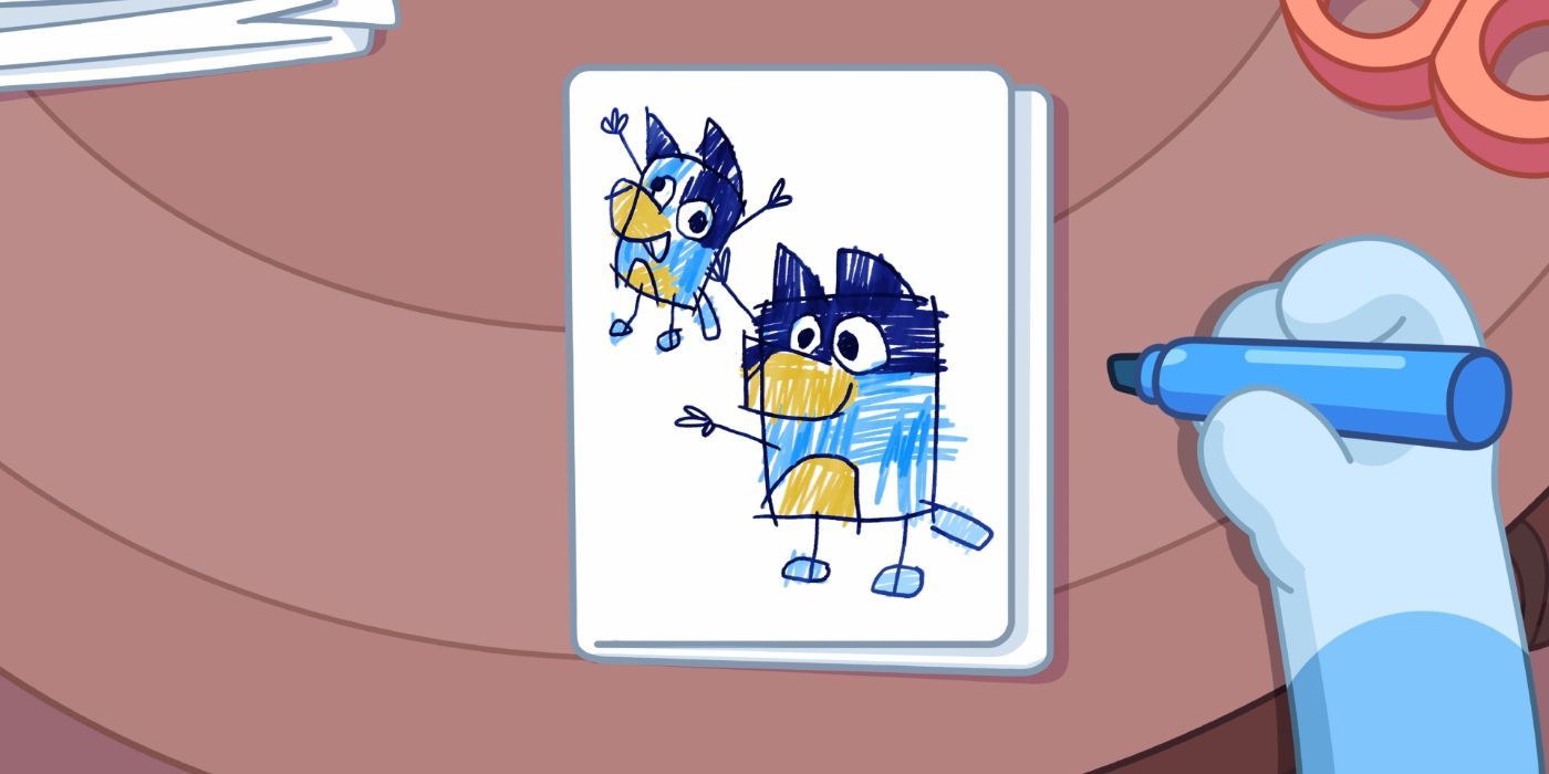 Bluey's drawing of her and her dad
