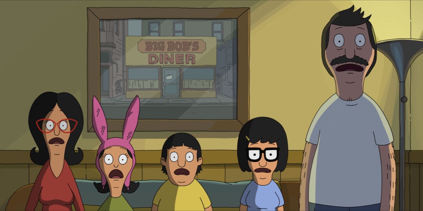 The Belchers looking shocked in the Bob's Burgers Movie