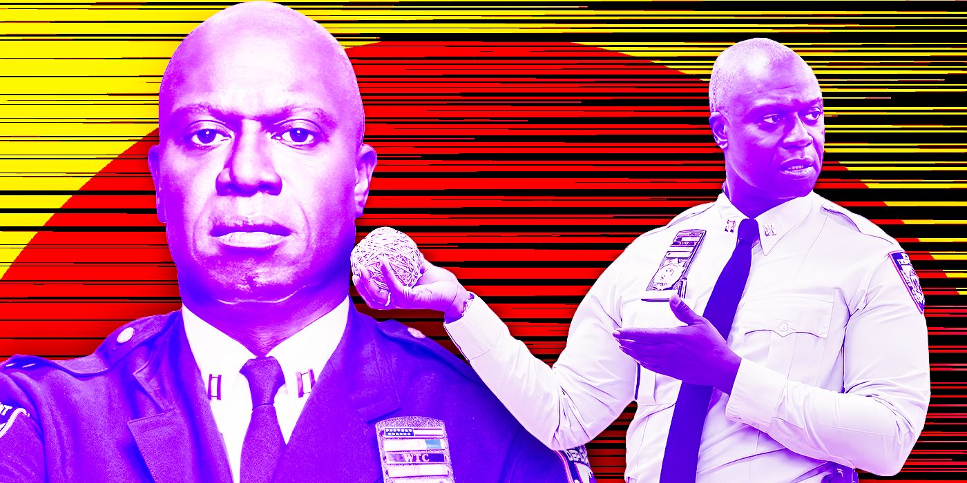 A custom image of two scenes of Andre Braugher as Captain Raymond Holt in Brooklyn Nine-Nine