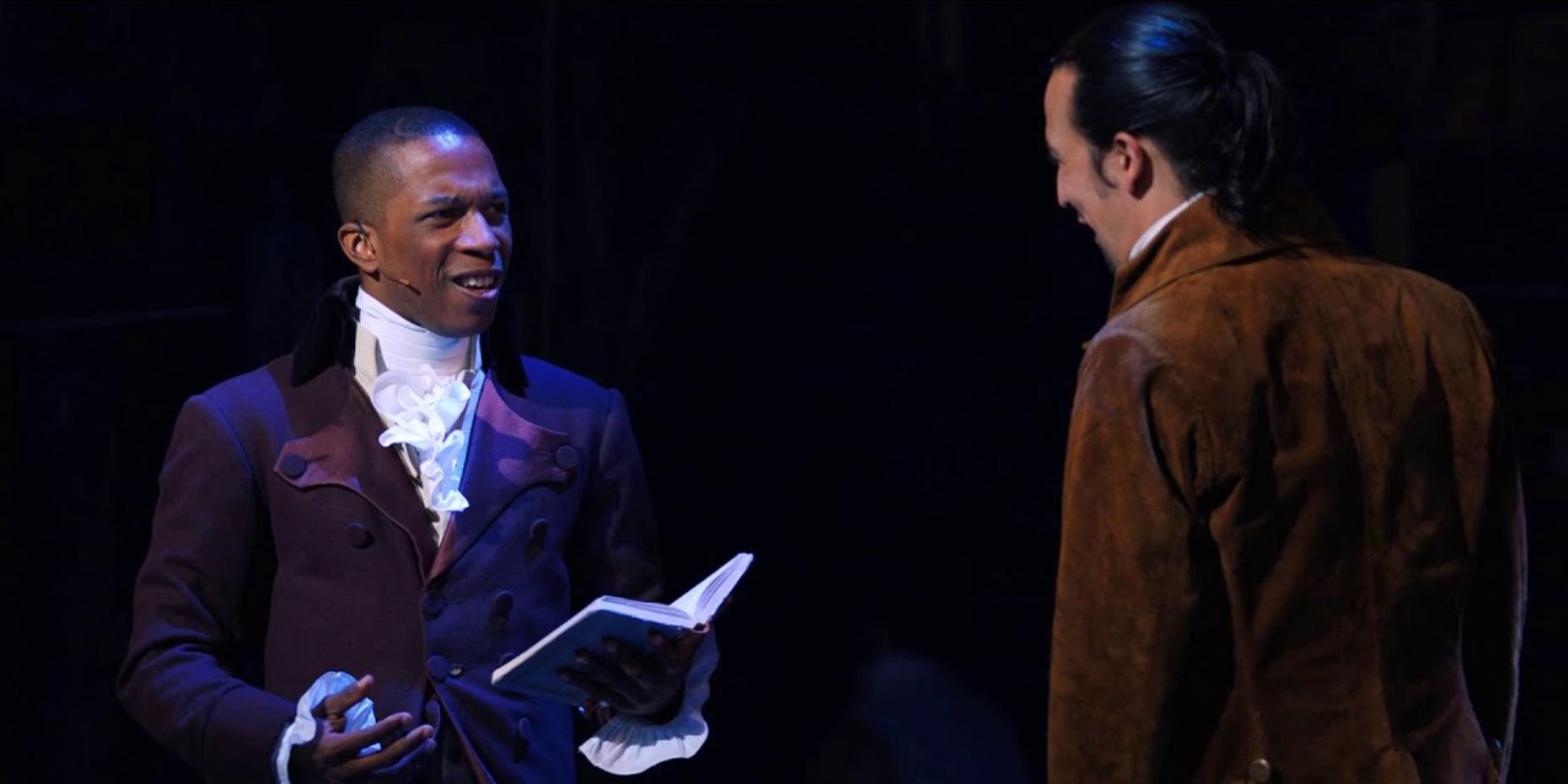 Burr is incredulous at Hamilton in the Hamilton stage show
