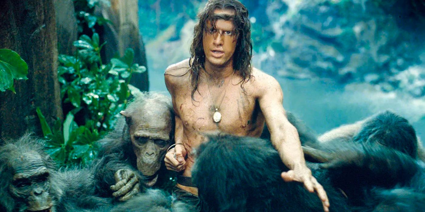 Christopher Lambert As Tarzan With Apes In Greystoke