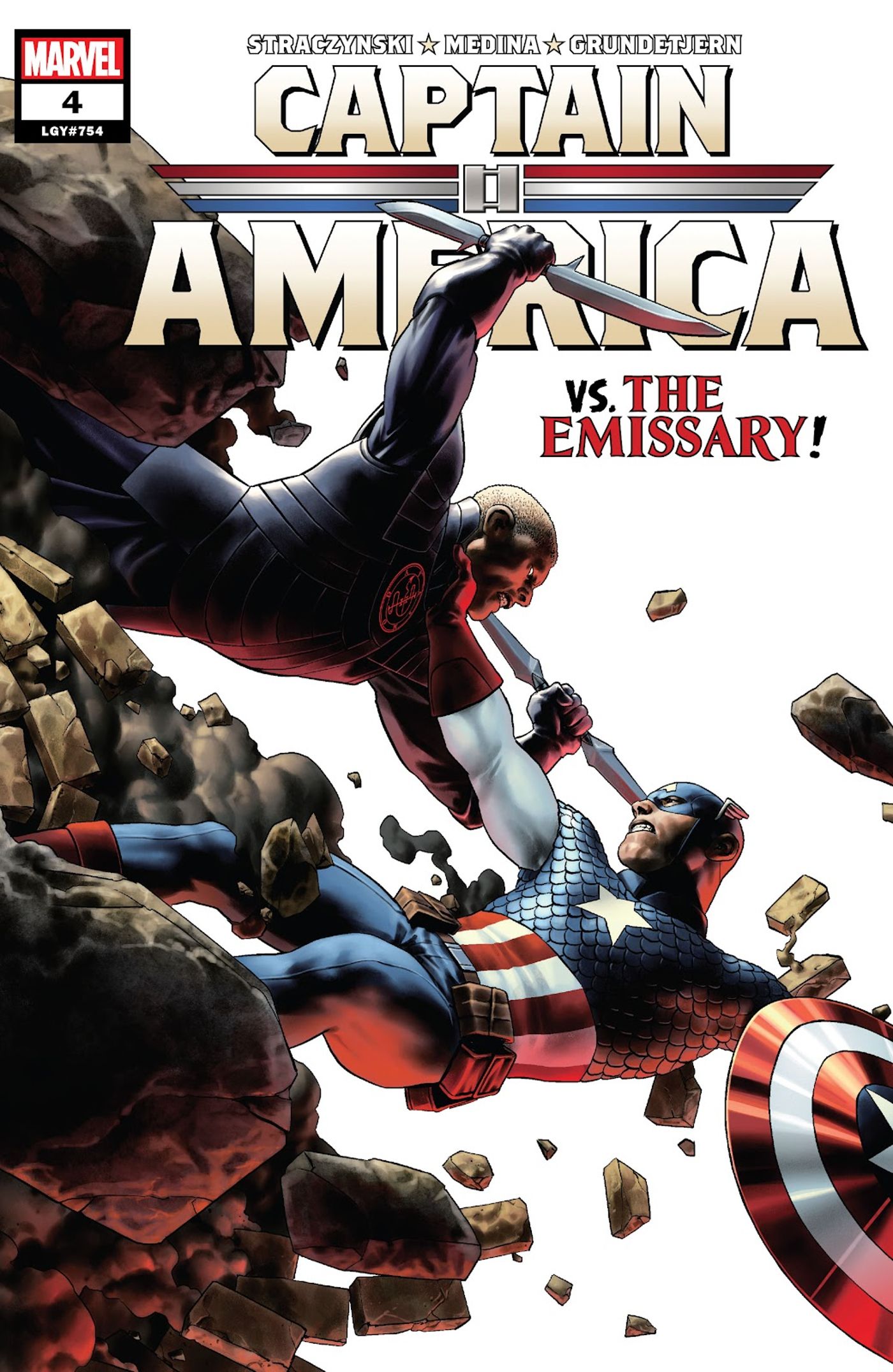 Captain America #4 Cover featuring the Emissary fighting Captain America