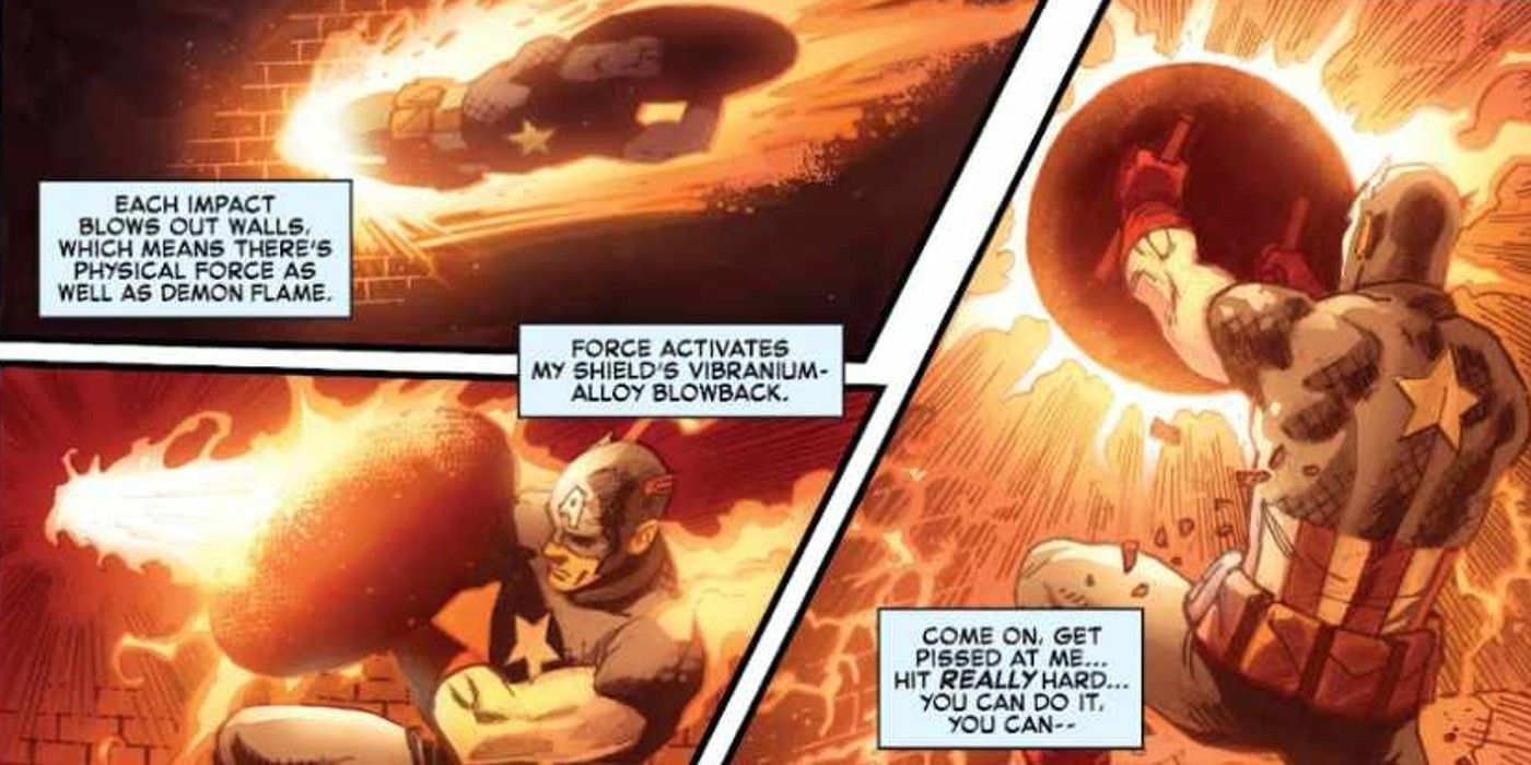 Captain America explains some of his shield's properties in Captain America #4