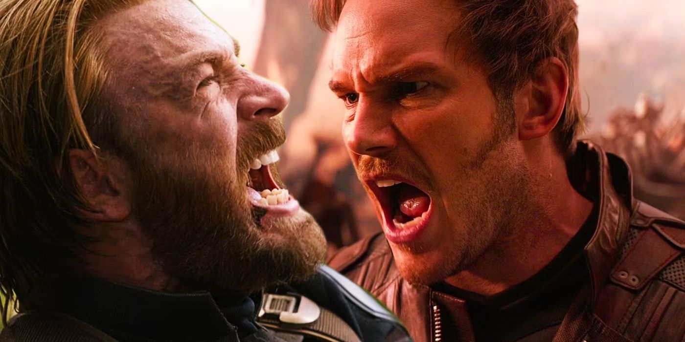 Captain America and Star-Lord screaming in Avengers Infinity War