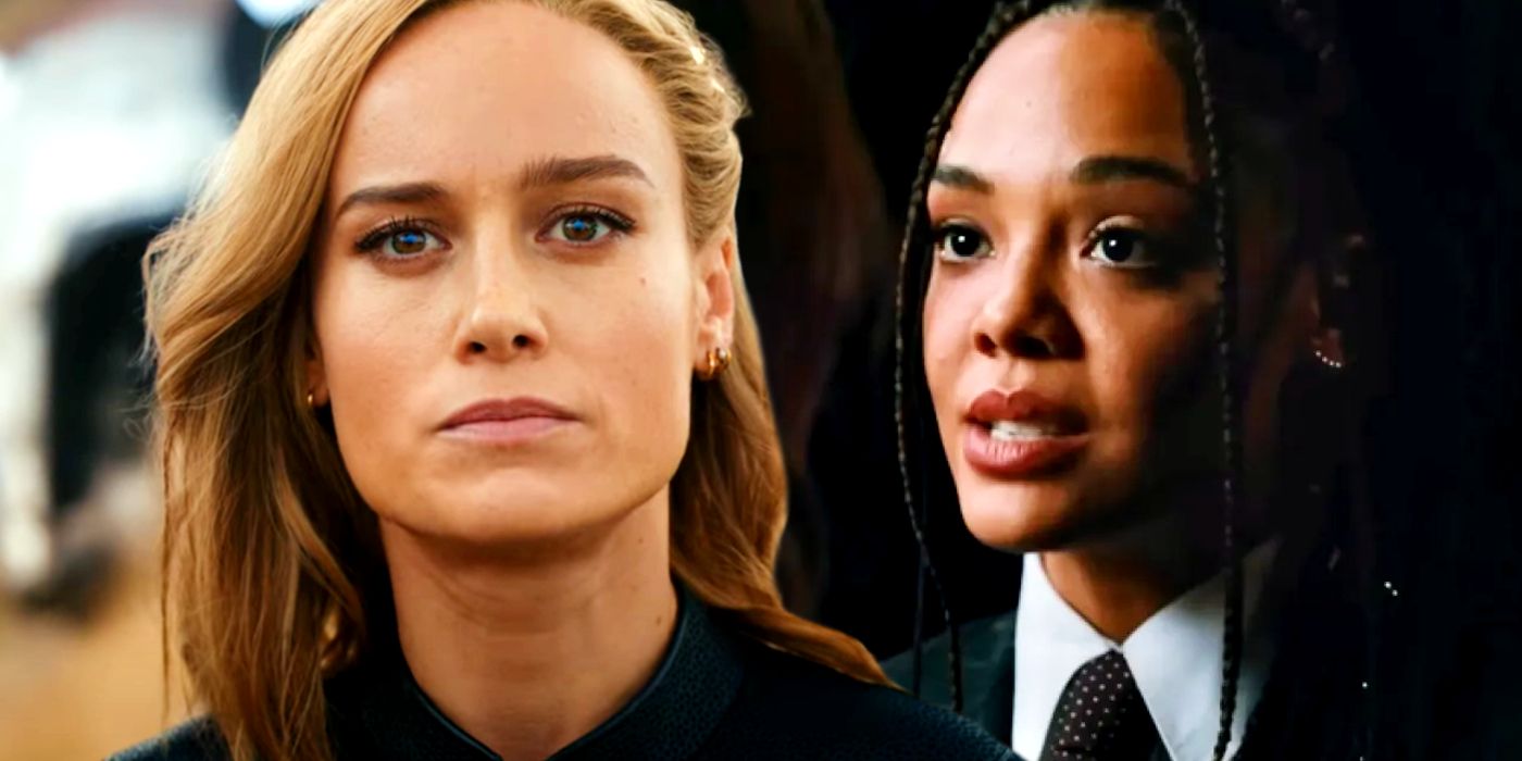 Carol Danvers/Captain Marvel (Brie Larson) and Valkyrie (Tessa Thompson) in The Marvels