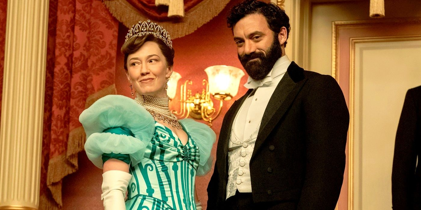 Carrie Coon as Bertha and Morgan Spector as George in Gilded Age season 2