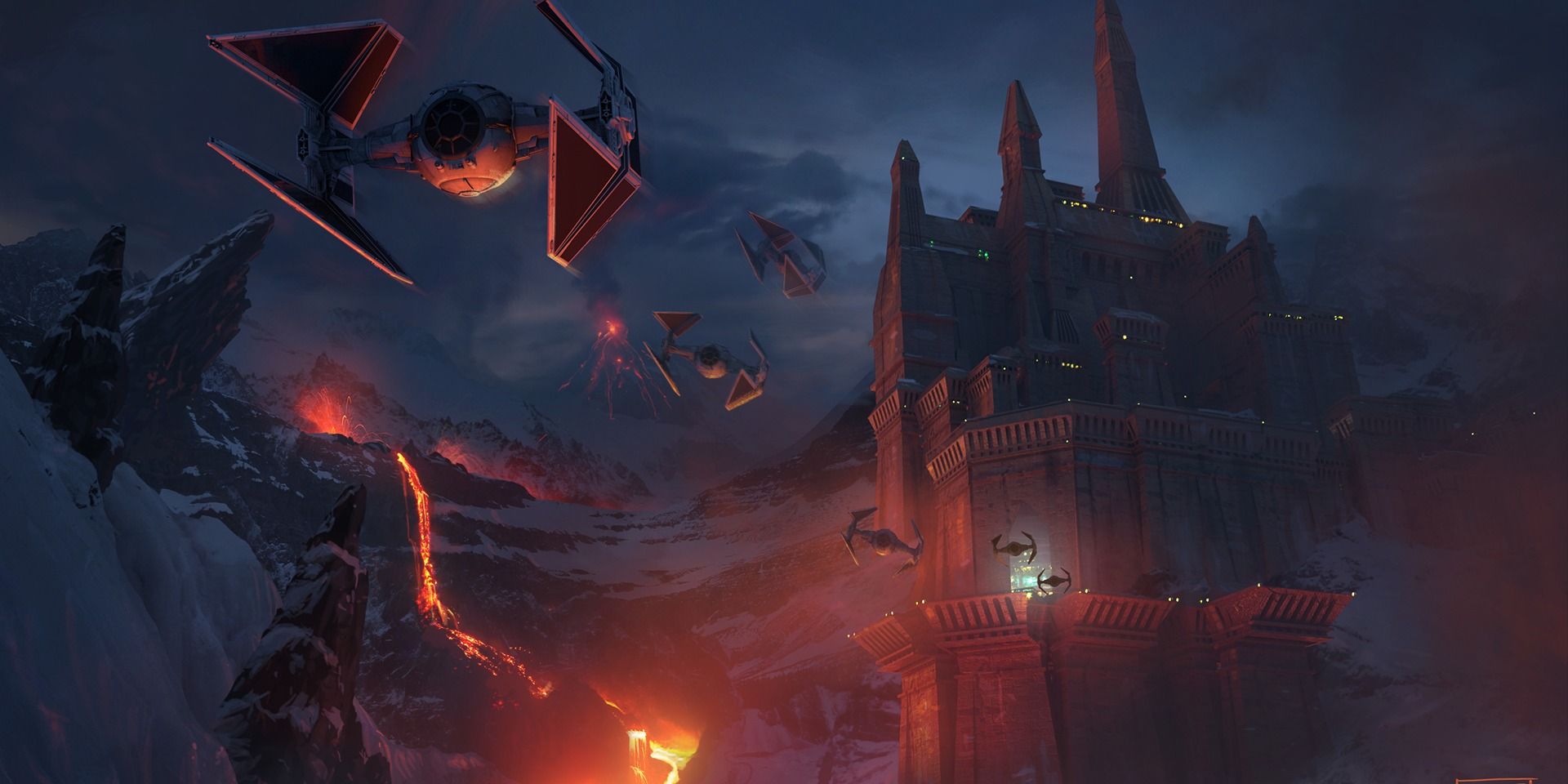 Concept art for a Sith castle in Star Wars The Force Awakens