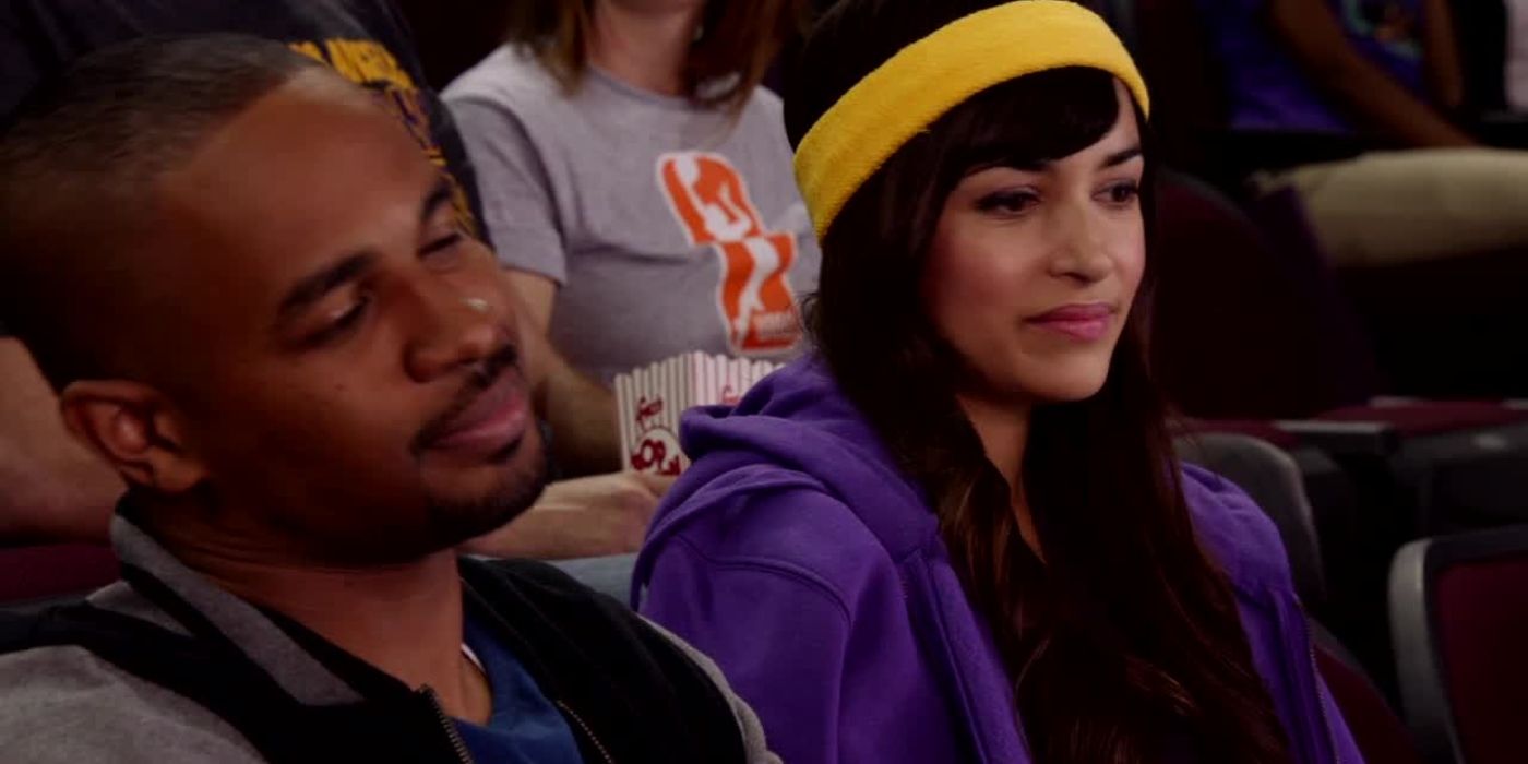 Cece and Coach at a basketball game in New Girl