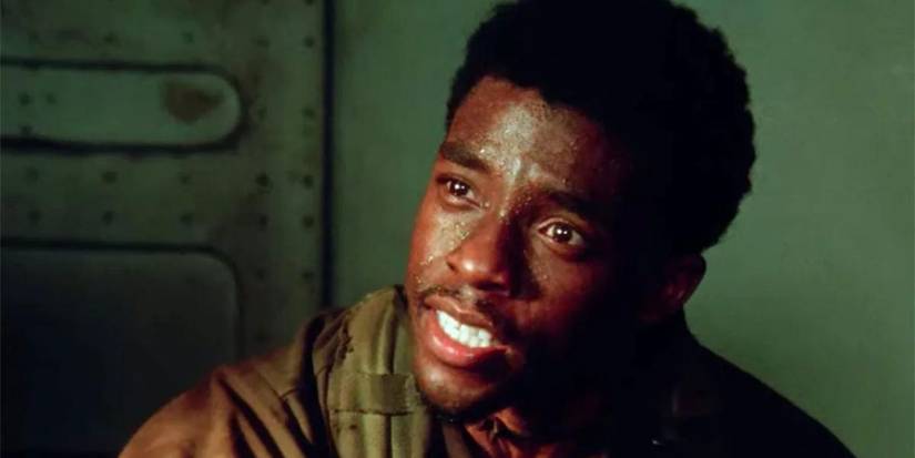 Chadwick Boseman as Norman Holloway pleads with his brothers in arms in a scene from Da 5 Bloods