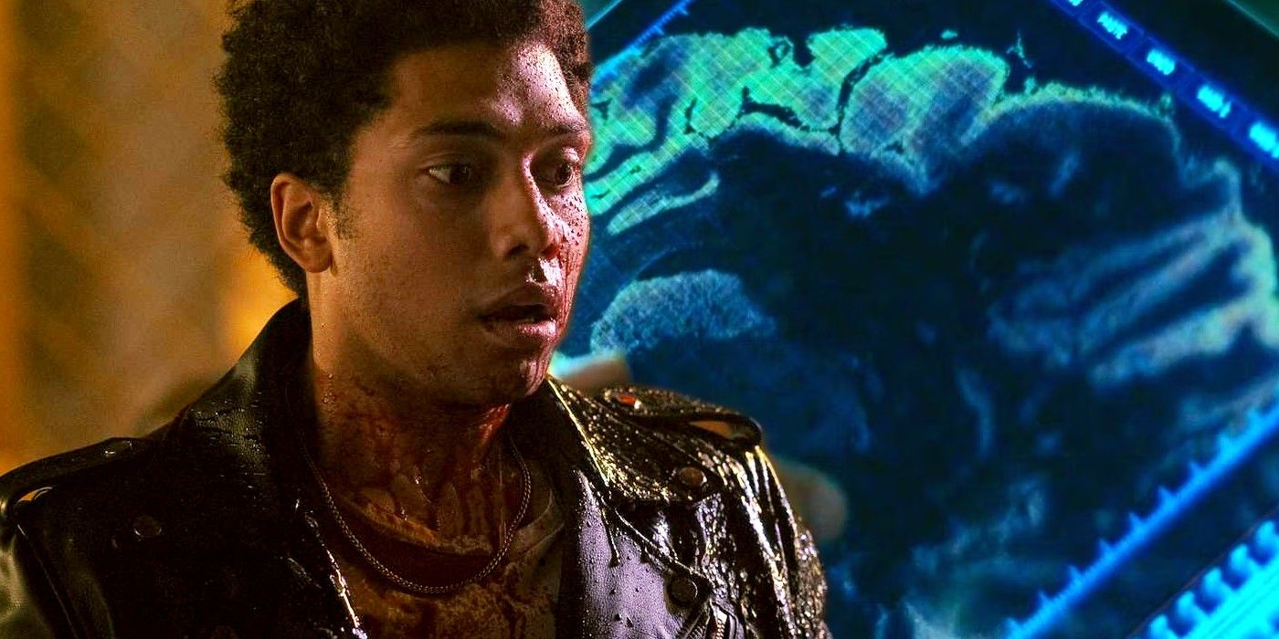 Chance Perdomo as Andre and brain scan in Gen V