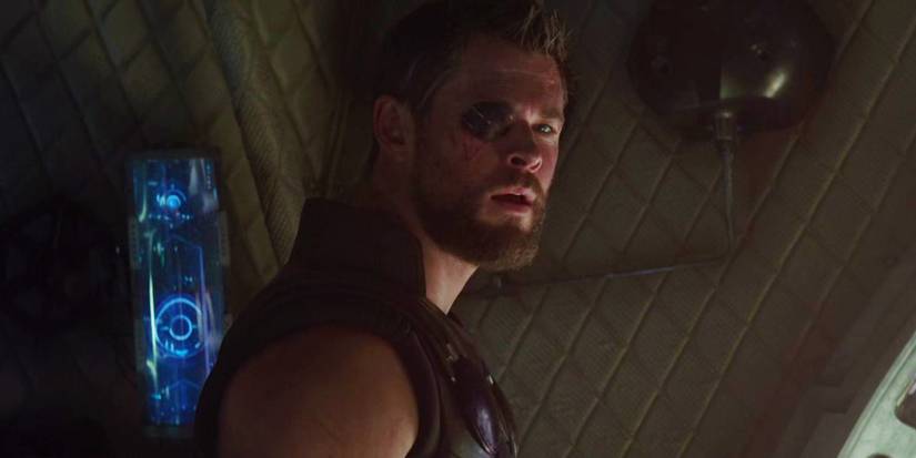 Chris Hemsworth's Thor speaking to the Guardians of the Galaxy in Avengers Infinity War