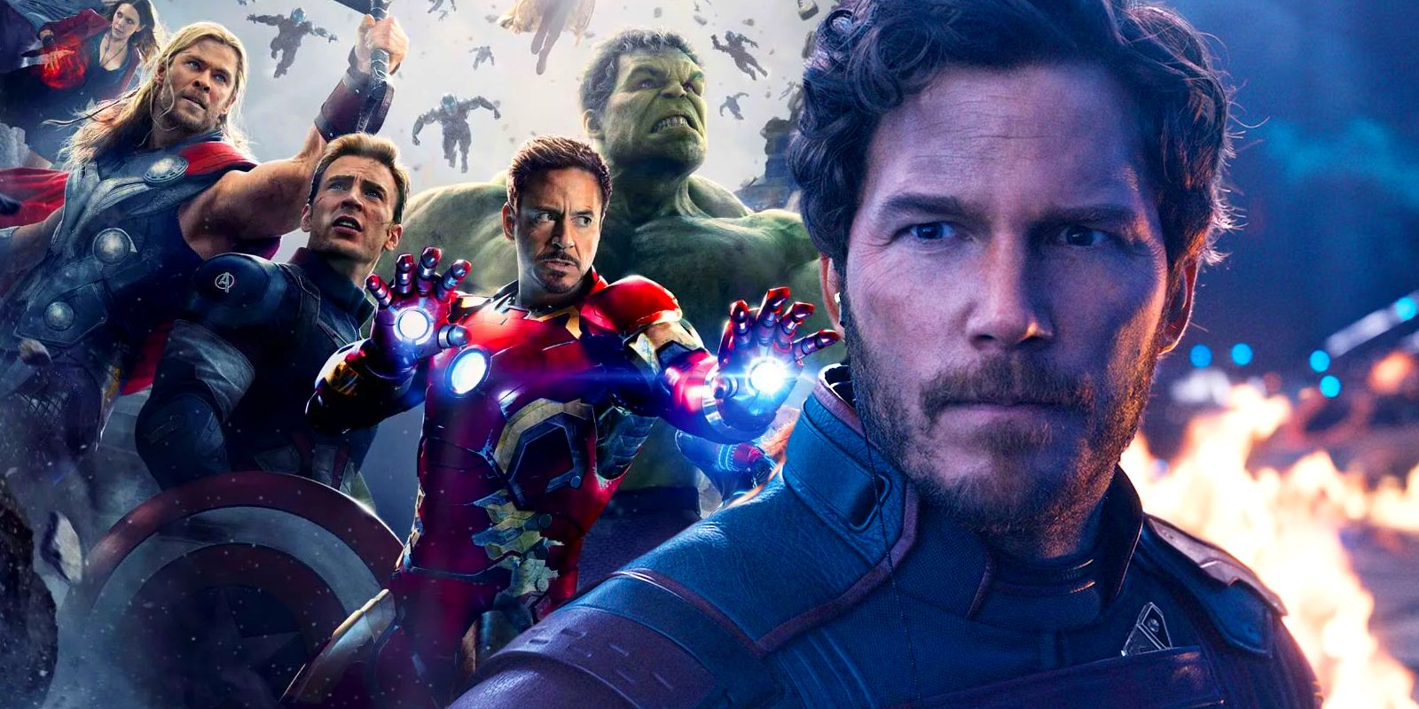 Avengers: Age of Ultron poster next to Chris Pratt as Star-Lord