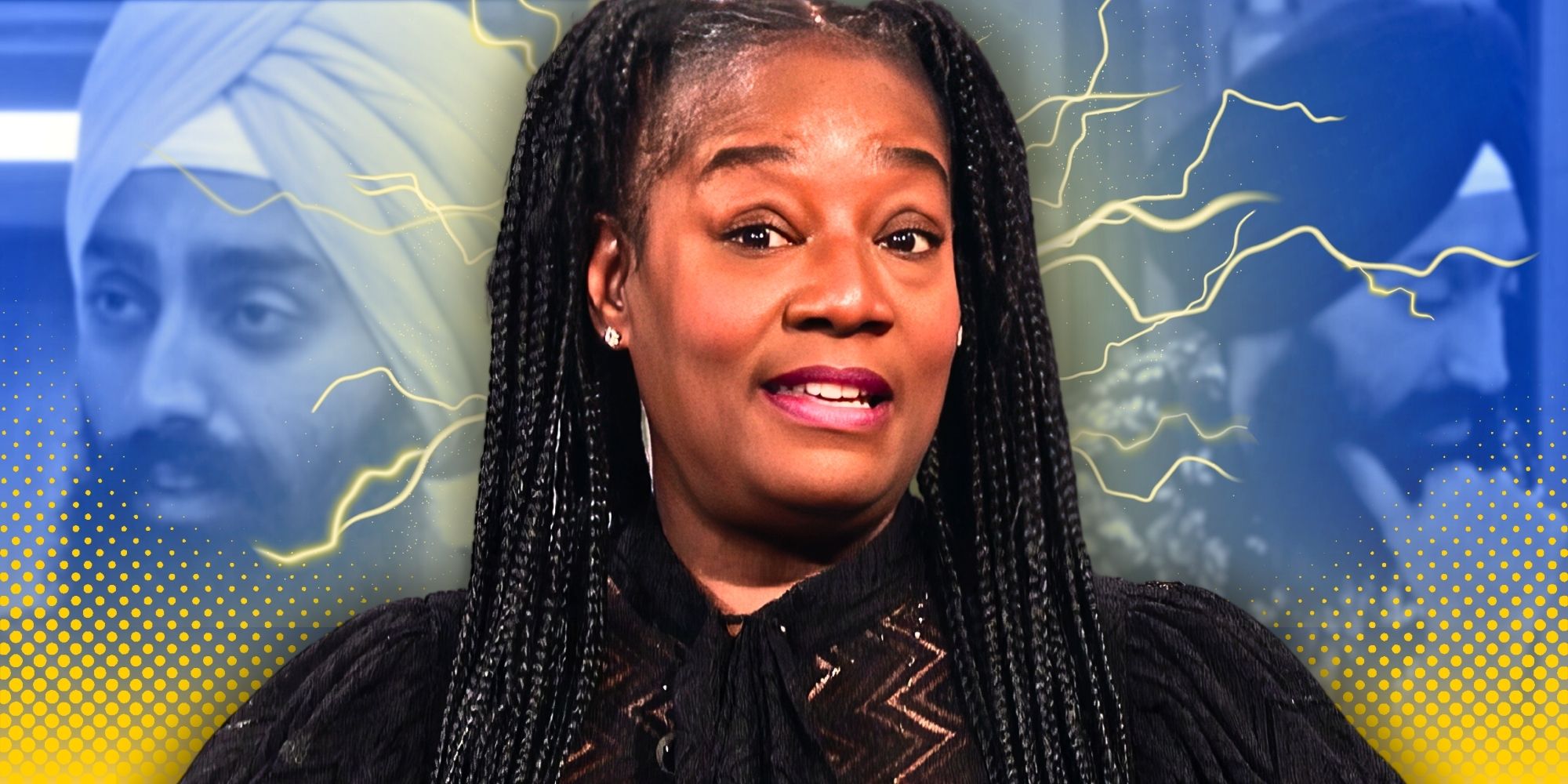 Montage of Big Brother 25&rsquo;s Cirie Fields and Jag Bains, with lighting bolts