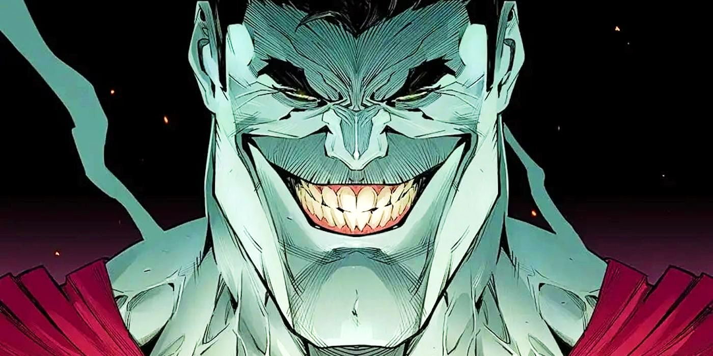 Close up of Bizarro grinning menancingly on cover of Action Comics 1062