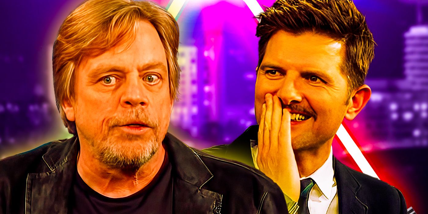 Collage of Mark Hamill and Adam Scott on Jimmy Kimmel Live!