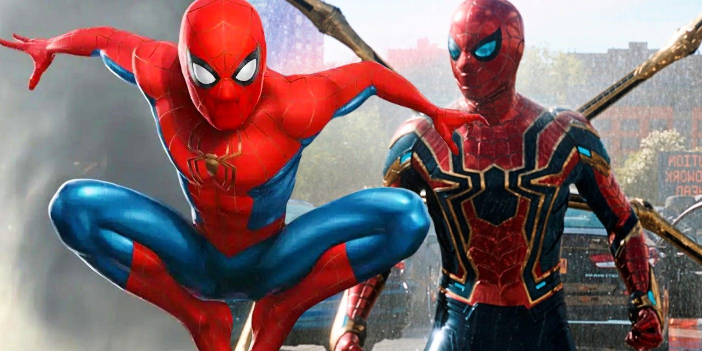 Concept art of the Spider-Man No Way Home final swing suit and the Iron Spider suit