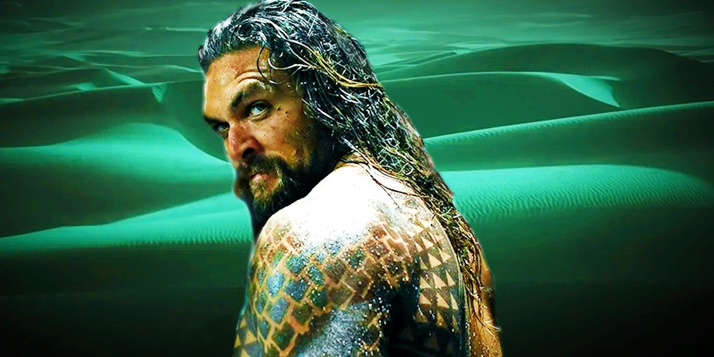 Custom image of Jason Mamoa as Aquaman in front of the sand dunes in Dune Part Two