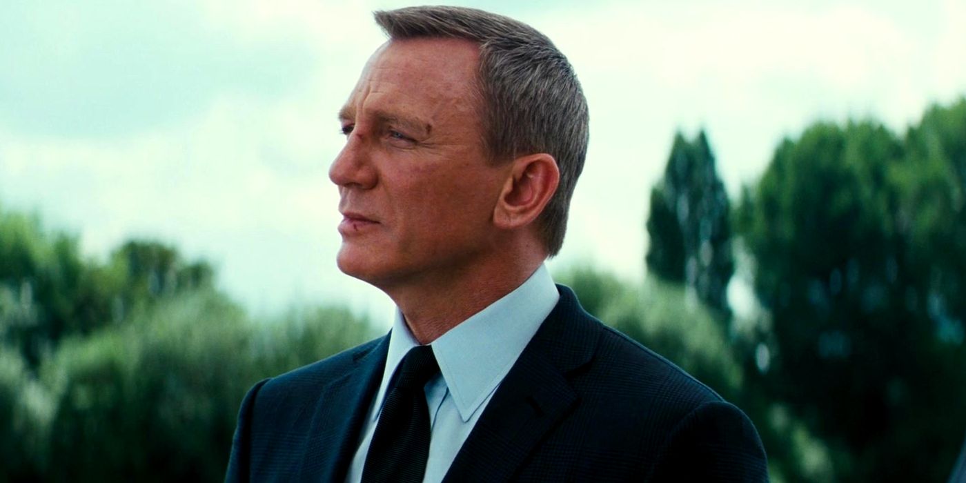 Daniel Craig as James Bond Staring Into the Distance in No Time to Die