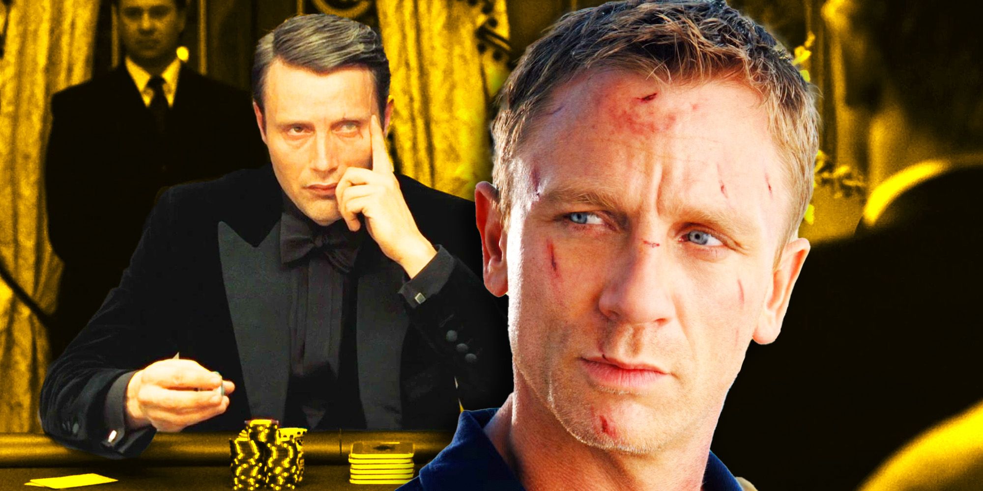 Mads Mikkelsen as Le Chiffre and Daniel Craig as James Bond in Casino Royale