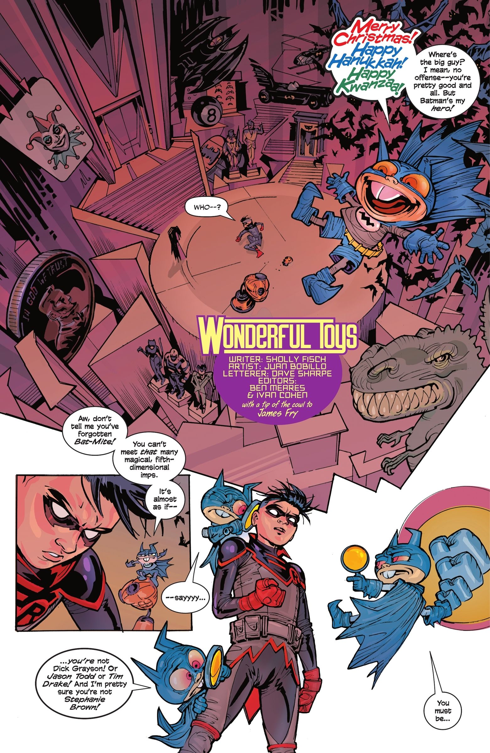 DC's 'Twas the 'Mite Before Christmas Bat-Mite and Damian Wayne AKA Robin in Batcave