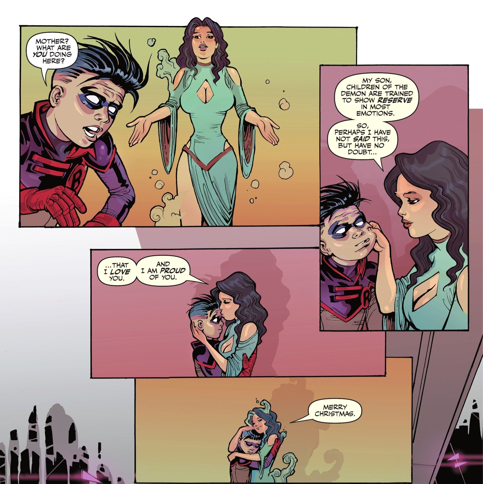 DC's 'Twas the Mite Before Christmas, Damian Wayne AKA Robin and his mom, Talia al Ghul