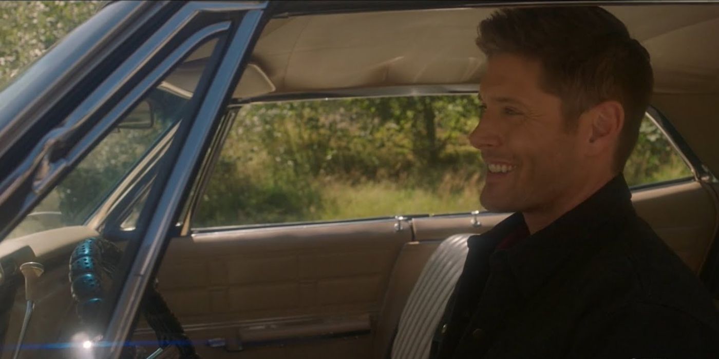 Dean Winchester Driving the Impala and Smiling in Heaven Season 15 of Supernatural
