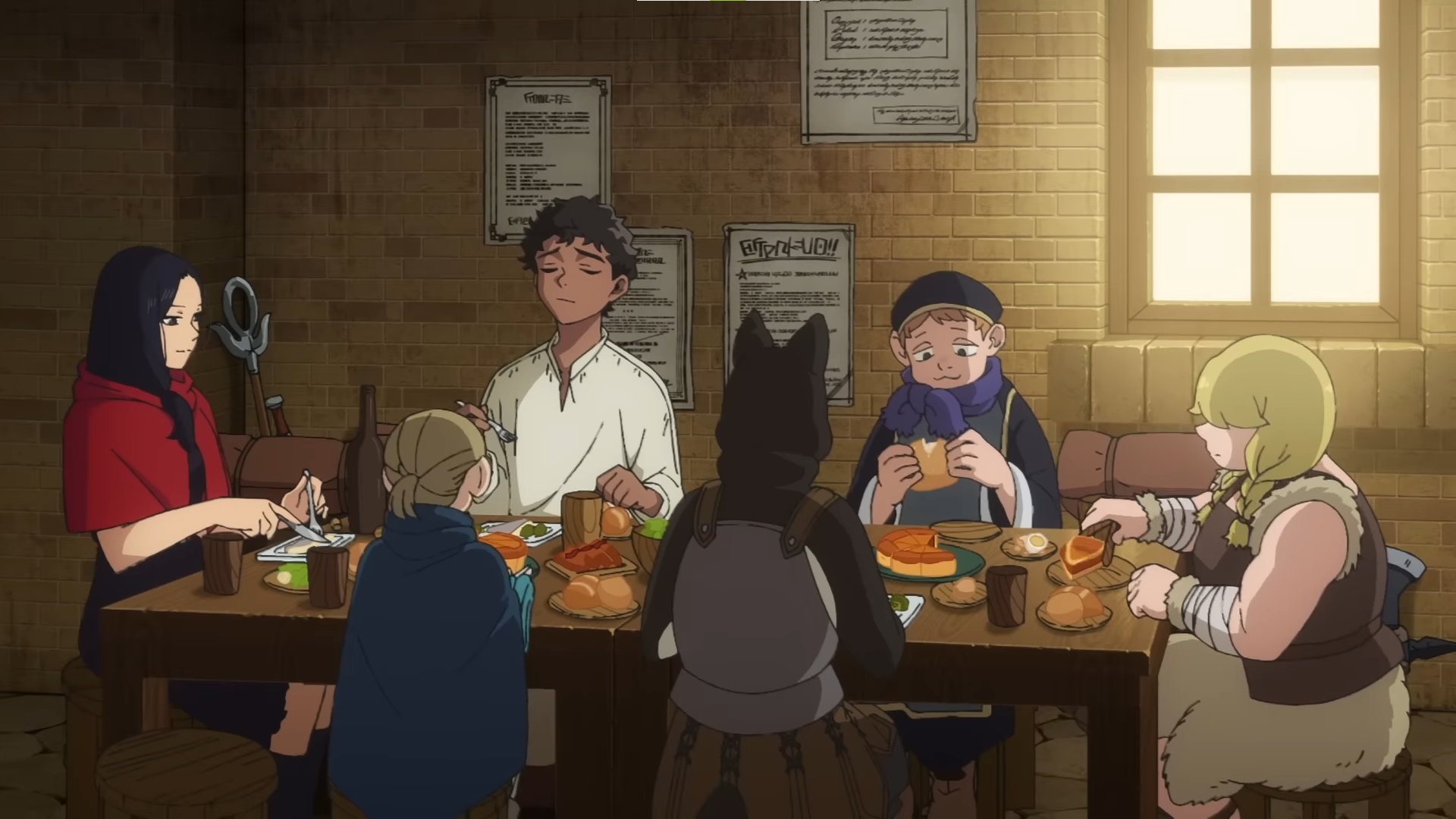 Kabru, Rinsha, others in screencap of Delicious in Dungeon trailer