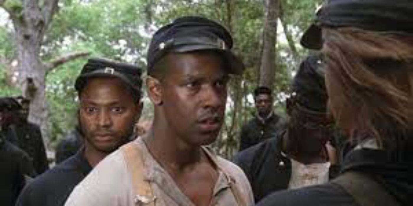 Denzel Washington as Trip talking to a soldier in Glory