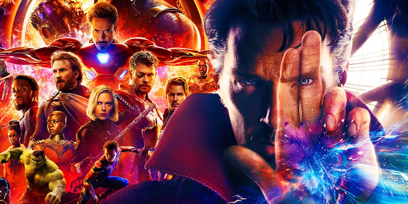 Doctor Strange in the MCU with a poster for Avengers Infinity War
