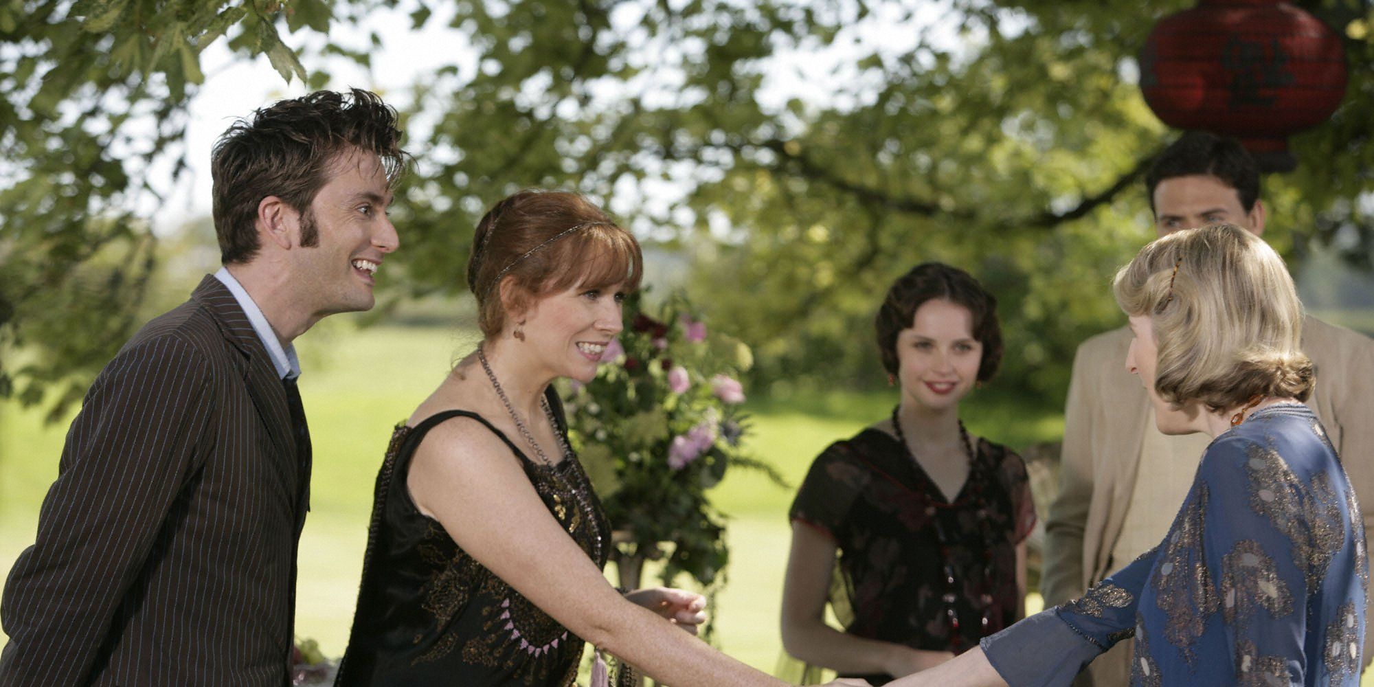 The Doctor and Donna meeting Agatha Christie in the episode The Unicorn and the Wasp