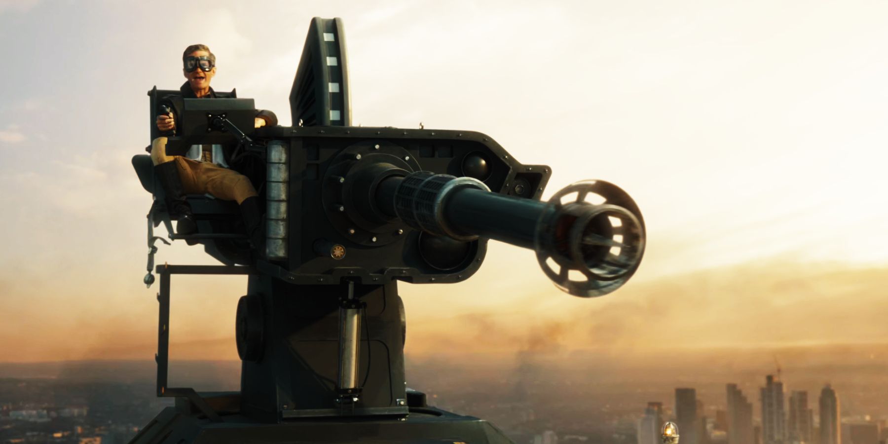 Neil Patrick Harris in World War 2 pilot&rsquo;s uniform, manning a big gun