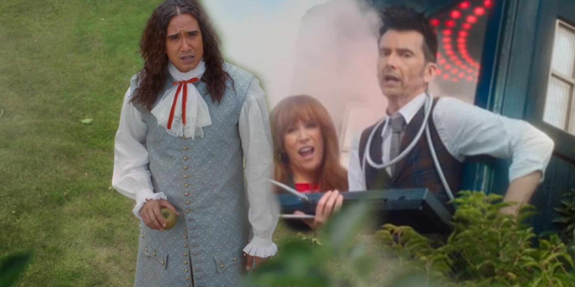 Doctor Who Wild Blue Yonder Sir Isaac Newton meeting The Fourteenth Doctor and Donna