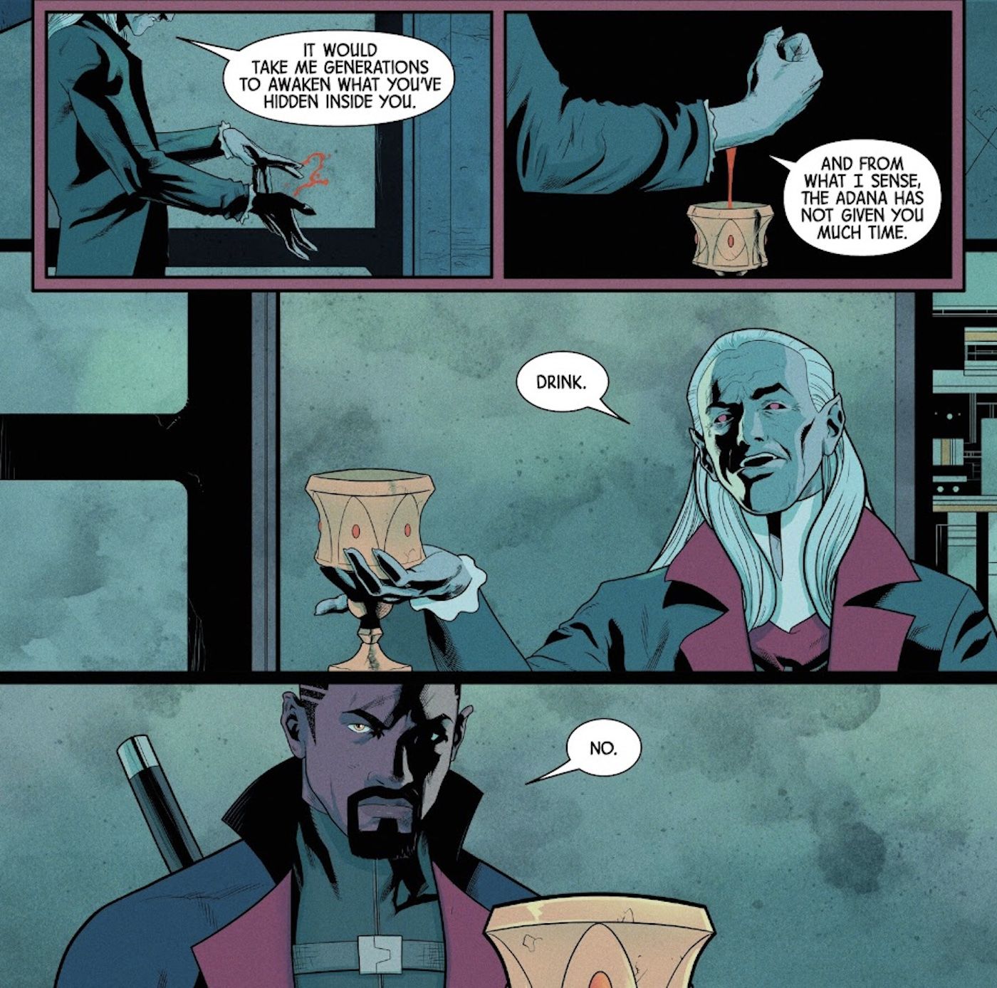 Dracula offers Blade a drink