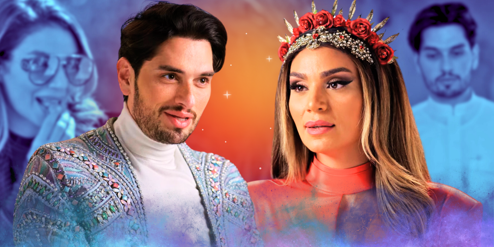 Dubai Bling's ebraheem al samadi and zeina khoury in montage with Zeina wearing a queen's crown