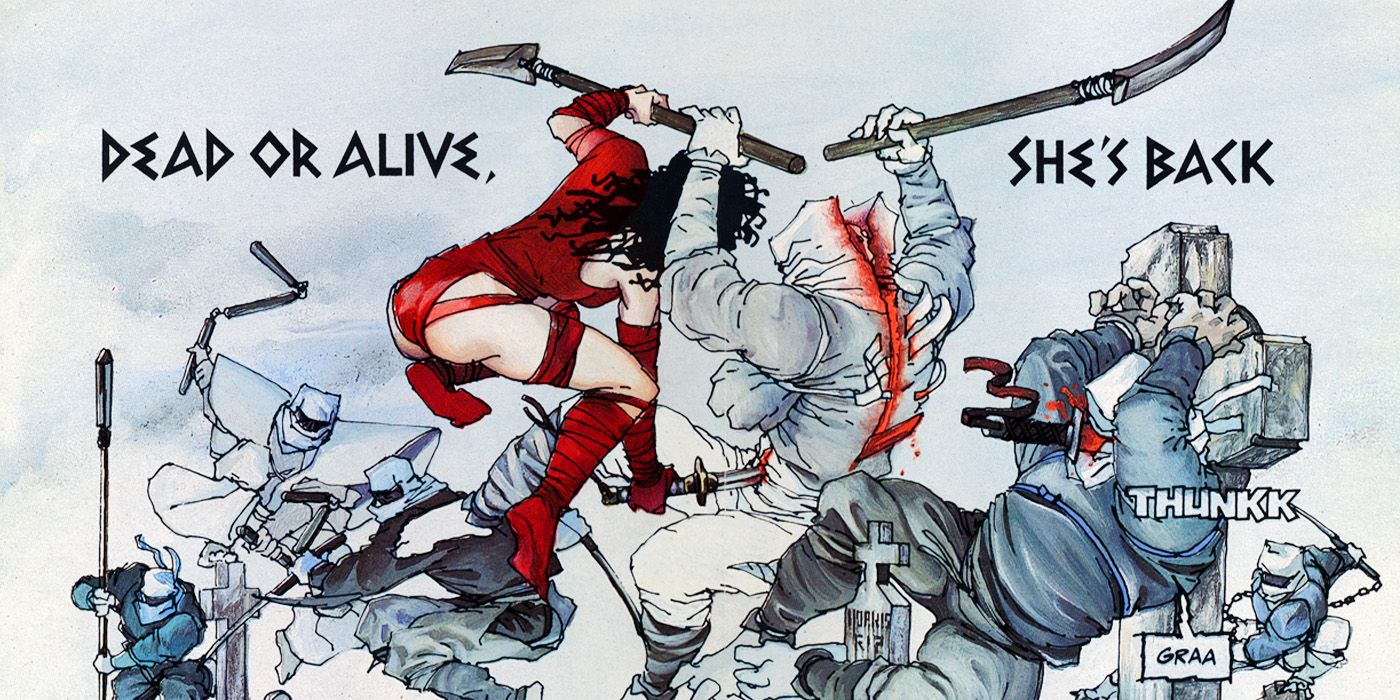 Elektra fighting villains in Marvel Comics' Elektra Lives Again