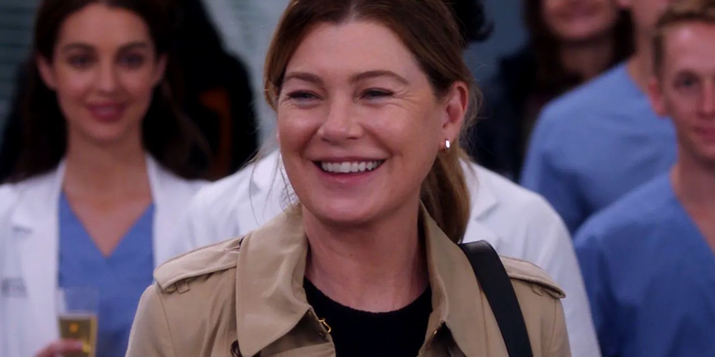 Ellen Pompeo as Meredith Grey Smiling in Grey's Anatomy Season 19