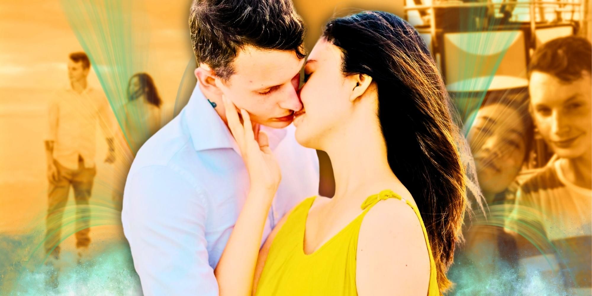 Montaje de Sam y Citra, prometido de 90 días, besándose