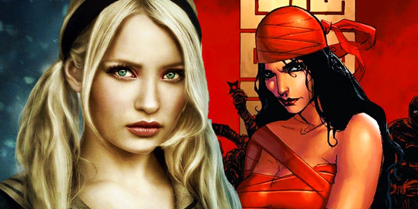 Emily Browning in Sucker Punch and Elektra in Marvel Comics