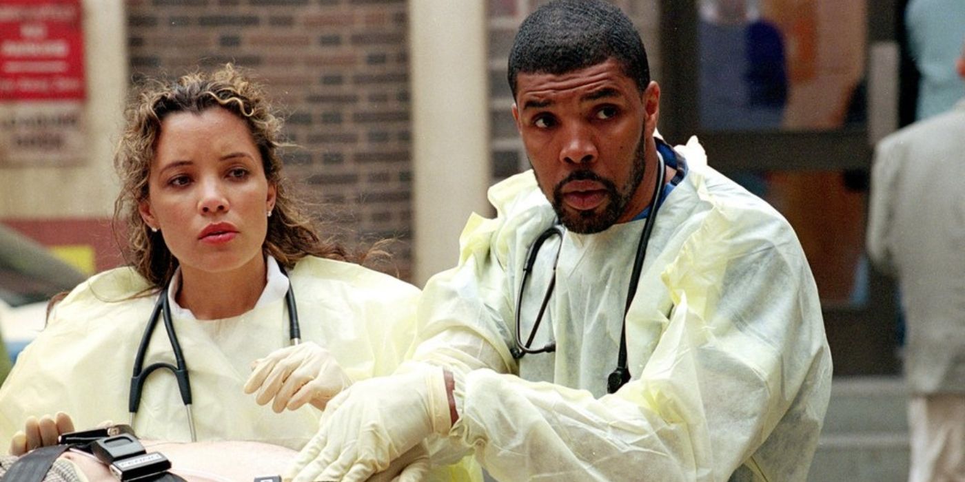 Dr. Benton with a gurney patient on ER Season 7