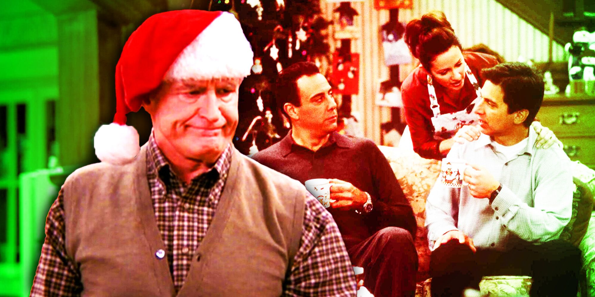 A collage of Everybody Loves Raymond characters on Christmas