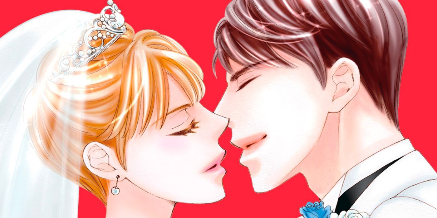 everyone's getting married volume nine cover art of asuka and nanami sharing a kiss while dressed in wedding attire