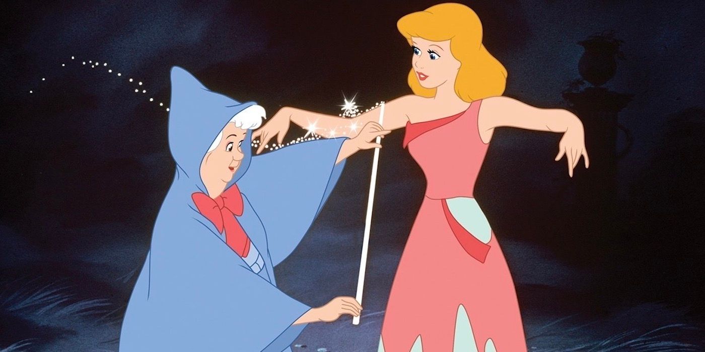 Fairy Godmother measuring Cinderella