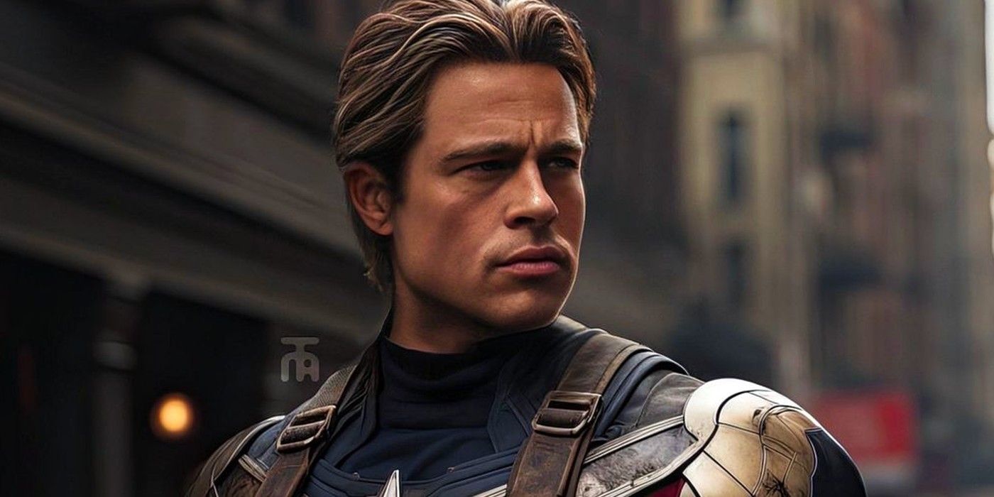 Fan art of Brad Pitt as 90s Captain America