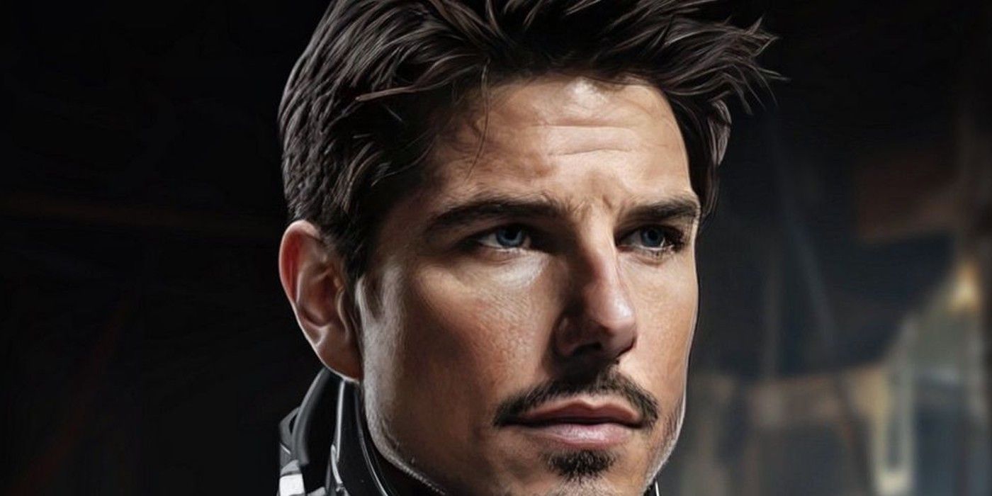 Fan art of 90s Tom Cruise as Iron Man.