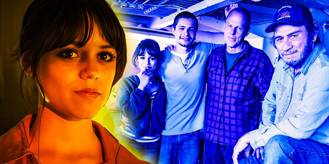 Composite image with Jenna Ortega, Toby Wallace, Ben Foster, and Tommy Lee Jones in Finestkind.