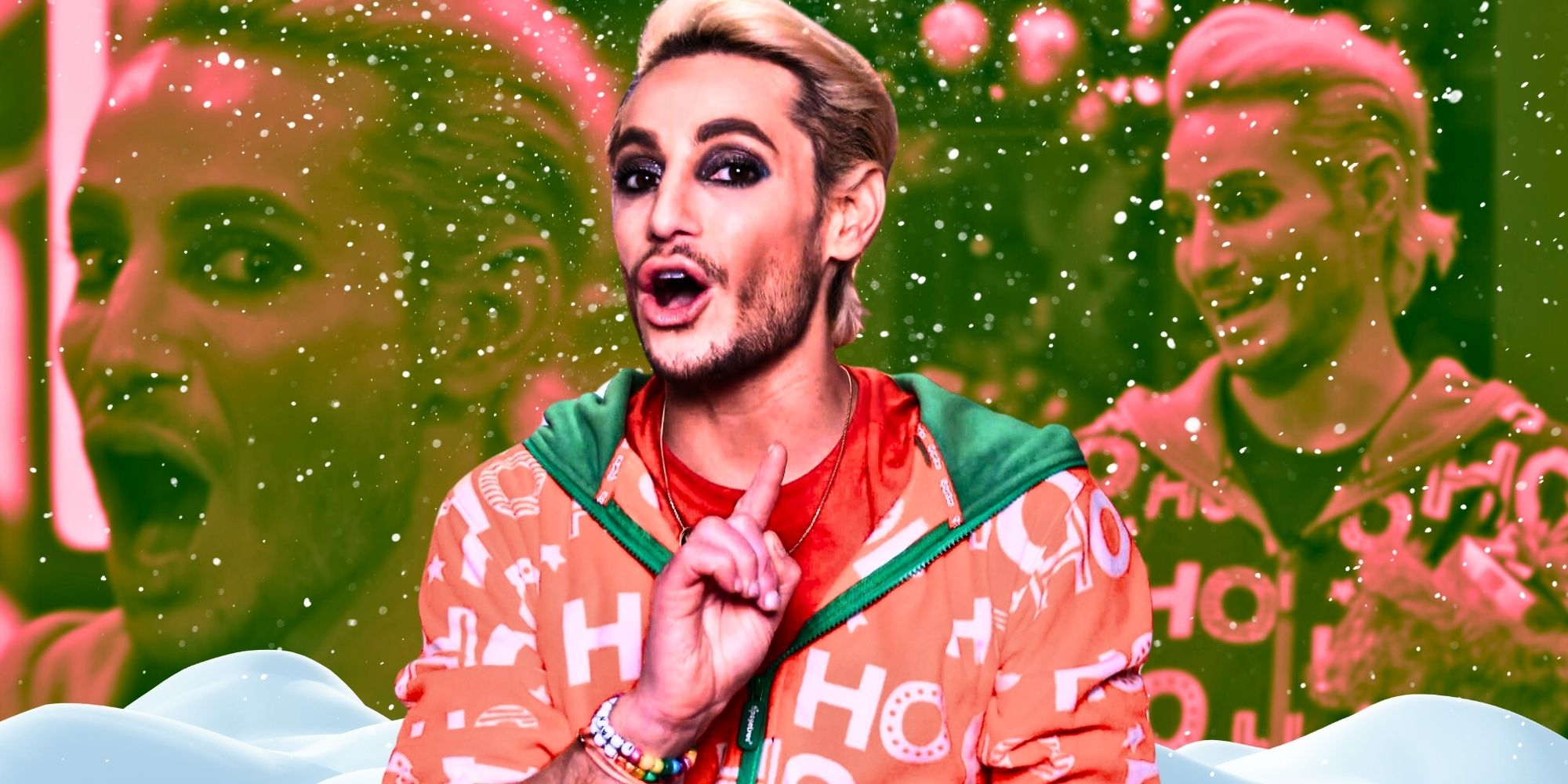 Montage of Big Brother's Frankie Grande with winter theme