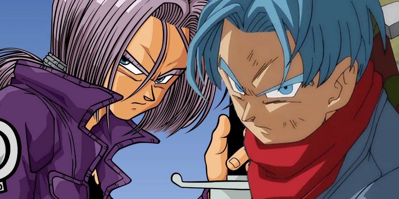 Future Trunks with long hair and Dragon Ball Super Future Trunks side by side