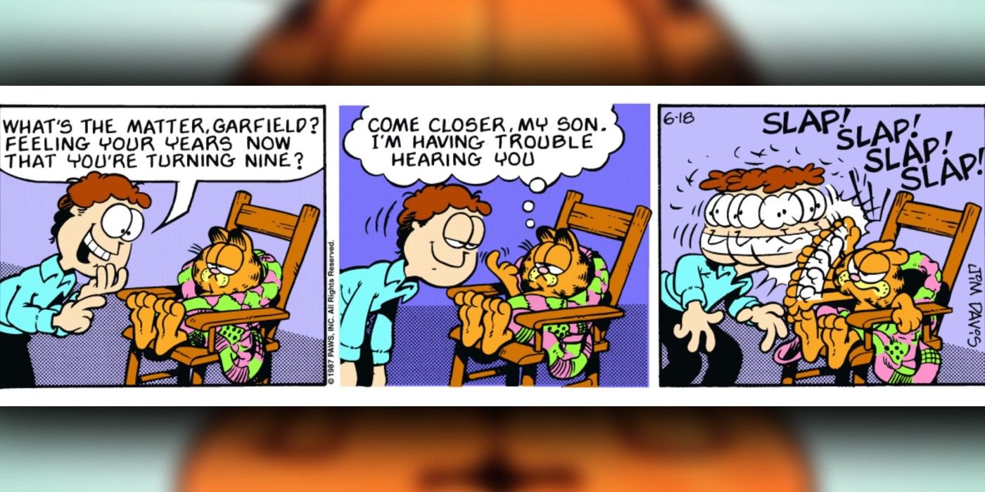 GARFIELD COMIC IN WHICH JON ARBUCKLE MOCKS GARFIELD&rsquo;S AGE AND IS SOUNDLY BEATEN IN RESPONSE