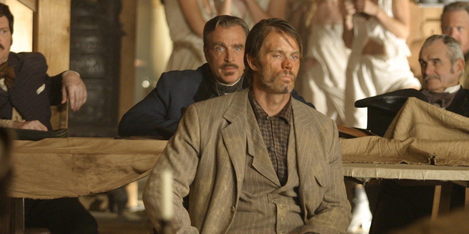 Garrett Dillahunt as Jack McCall sits at his trial in Deadwood