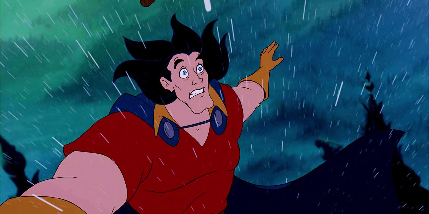 Gaston scared falling to his death in Beauty and the Beast